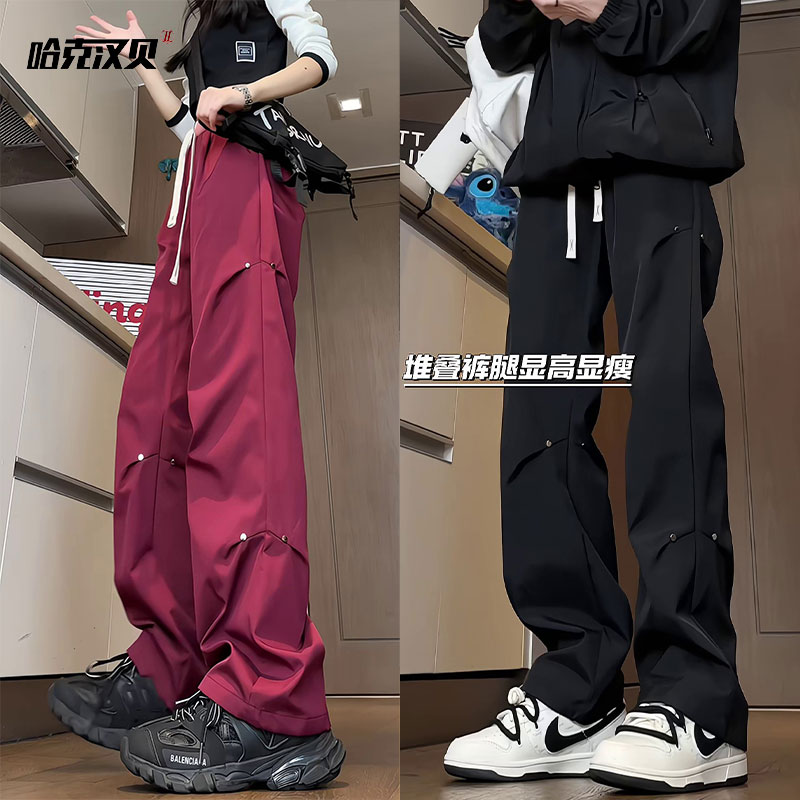 cleanfit设计感冲锋裤秋冬季防风防水加绒宽松直筒休闲大码长裤子