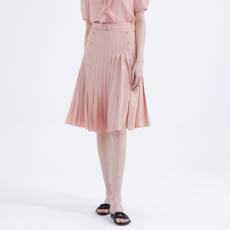 OBEG欧碧倩时尚简洁单裙半身裙高腰高腰休闲夏百褶裙10442123