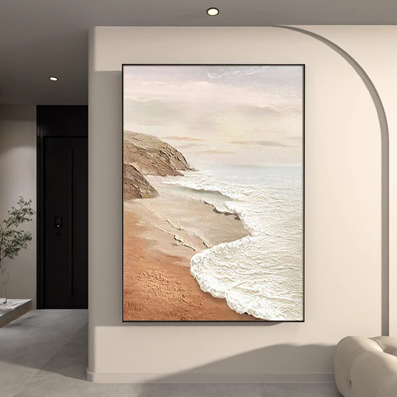 《云海》纯手绘肌理画现代玄关侘寂奶油风装饰画客厅沙发背景墙挂画