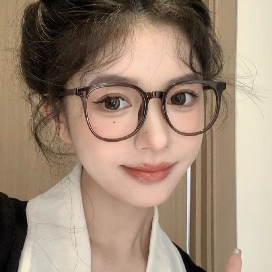 断货棕茶色！温柔小众复古圆框可配度数近视眼镜素颜平光框架女