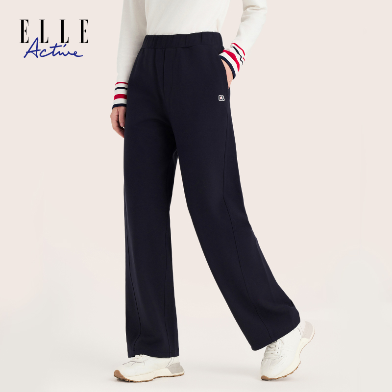 ELLE Active【气质款】直筒裤阔腿裤显瘦裤子女长裤宽松运动休闲裤