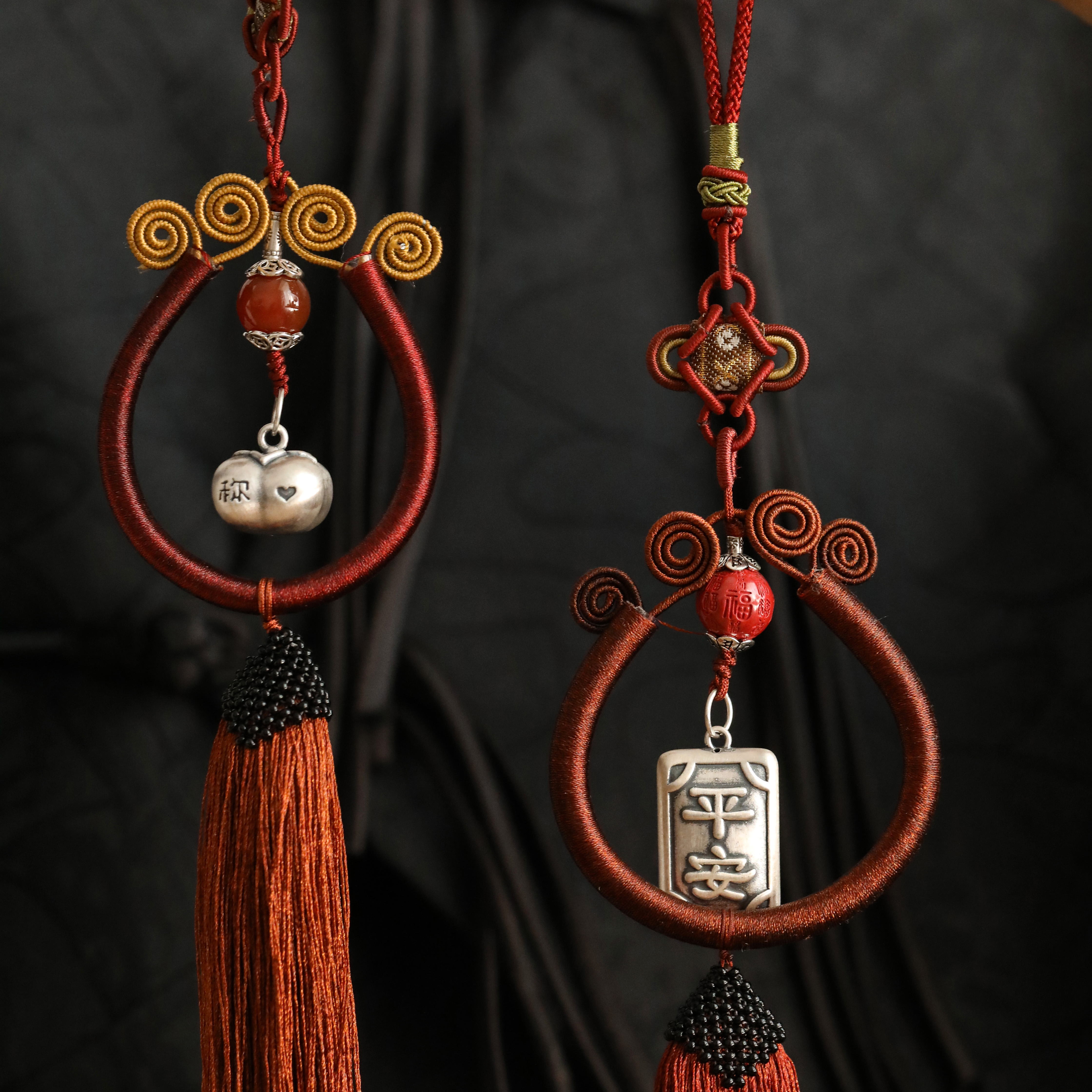 吊坠925银 M6916 称心如意平安方牌车挂吊坠