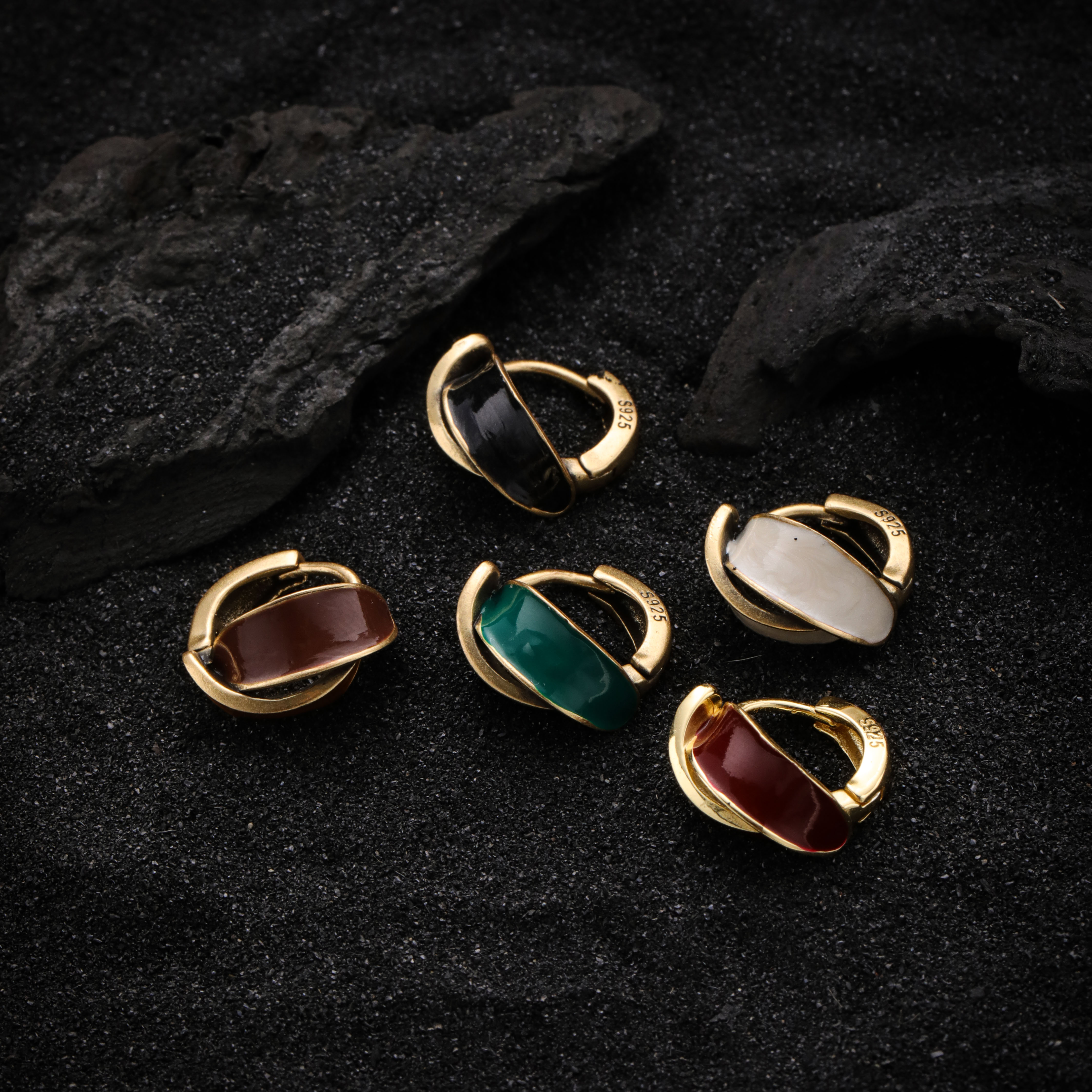 925银耳饰 E22114<滴胶>维度交叉几何耳扣个性五金女孩耳环 