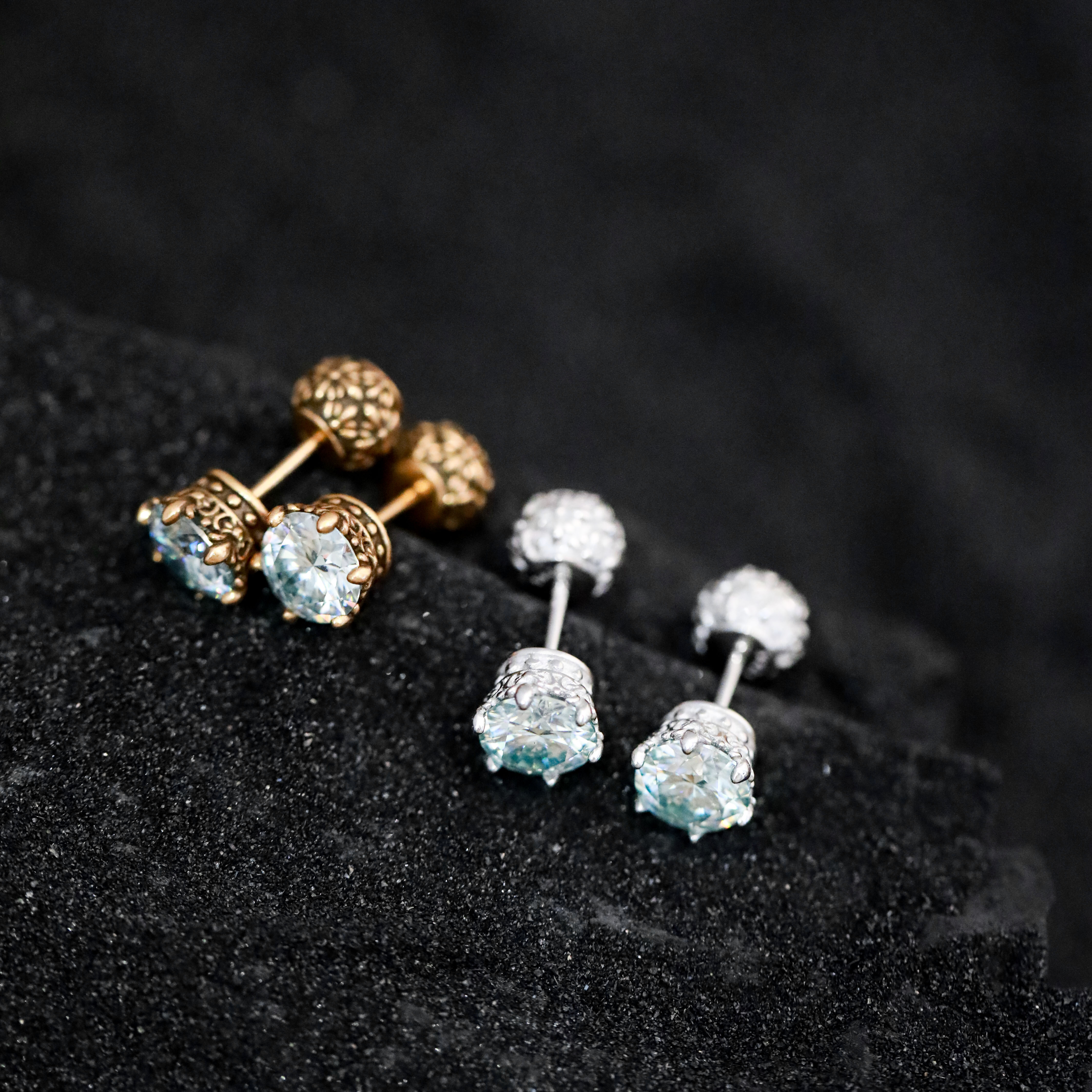 925银莫桑石耳饰 E22907[八心八箭]鸢尾皇冠耳钉女高级感设计耳环