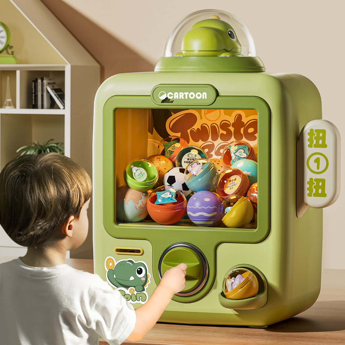 扭蛋机儿童玩具男女孩小型家用迷你游戏投币抓娃娃机宝宝生日礼物