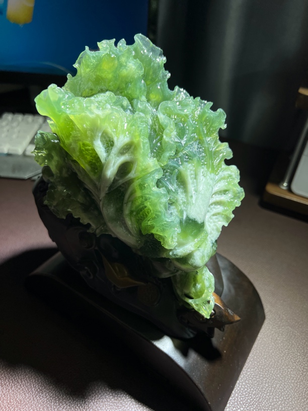岫玉摆件绿料白菜