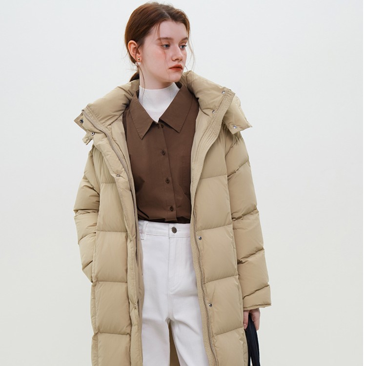 范思蓝恩时尚都市通勤简约韩版连帽加厚保暖羽绒服23FS14088