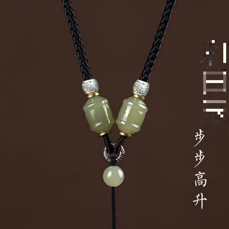 非金属布艺吊坠 配绳可调节项链挂绳手工编织步步高升挂脖绳子