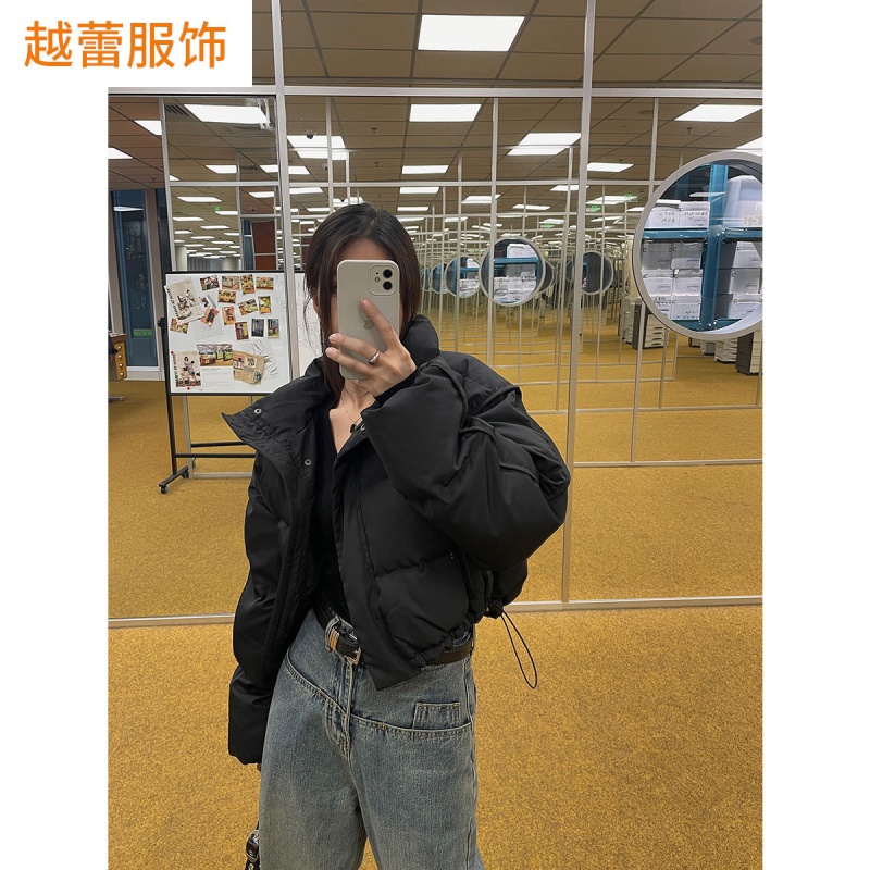 2023年冬季新款韩版时尚潮流短款棉服外套炸街高腰立领设计感棉服