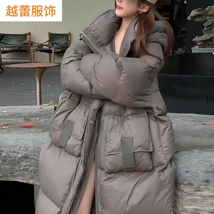 2023年冬季新款中长款过膝加厚羽绒大衣90白鸭绒小个子羽绒外套女