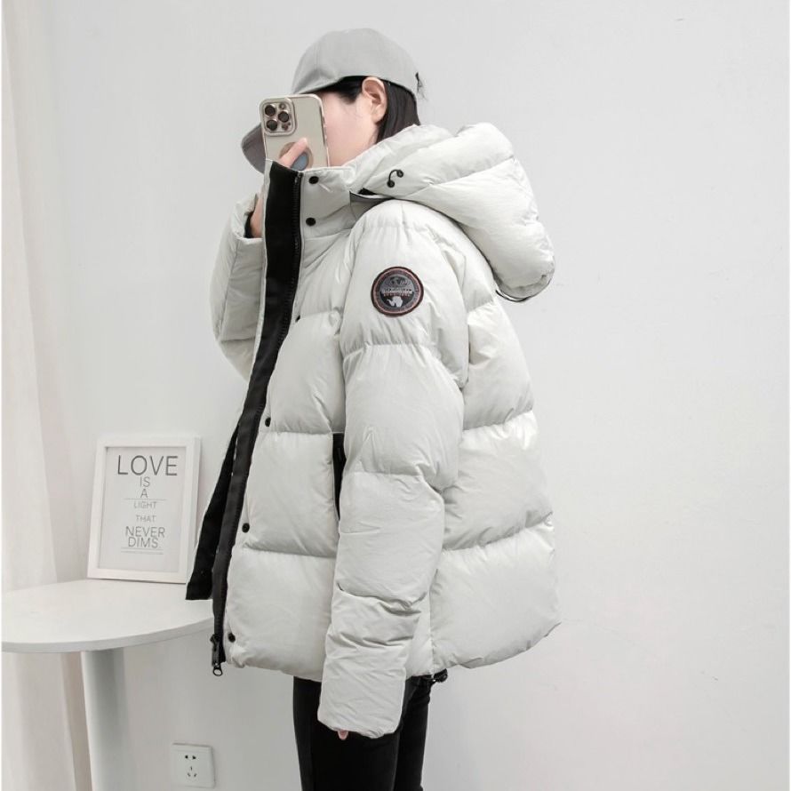 新款时尚连帽保暖羽绒服宽松2023ins加厚短款学生小个子鹅绒外套