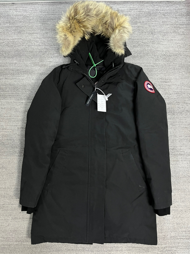 canada goose/加拿大鹅/95新/victoria女款黑色毛领派克大衣羽绒