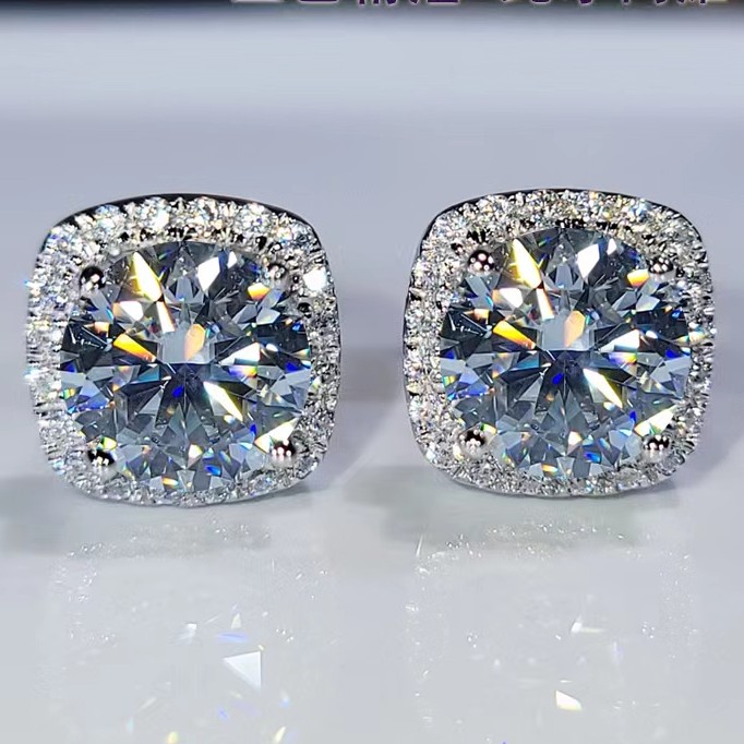 Balala品牌官方直营【方包耳钉】0.5-5克拉D色FL