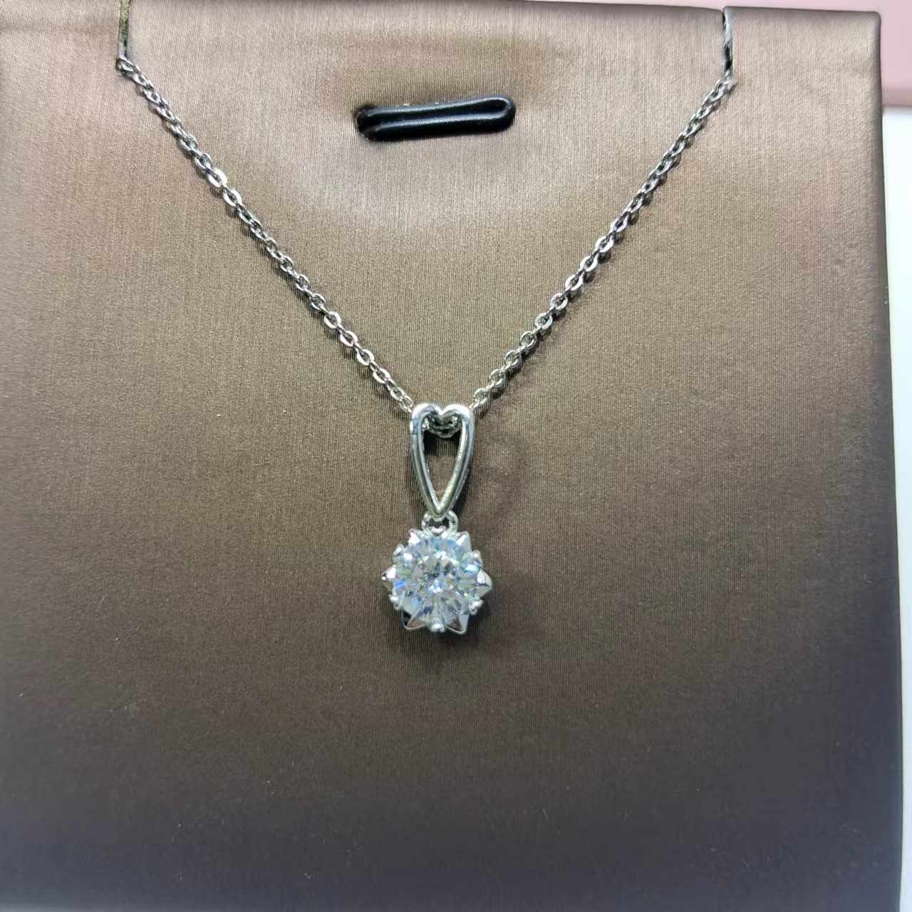 吊坠925银莫桑石 爱心雪花-A