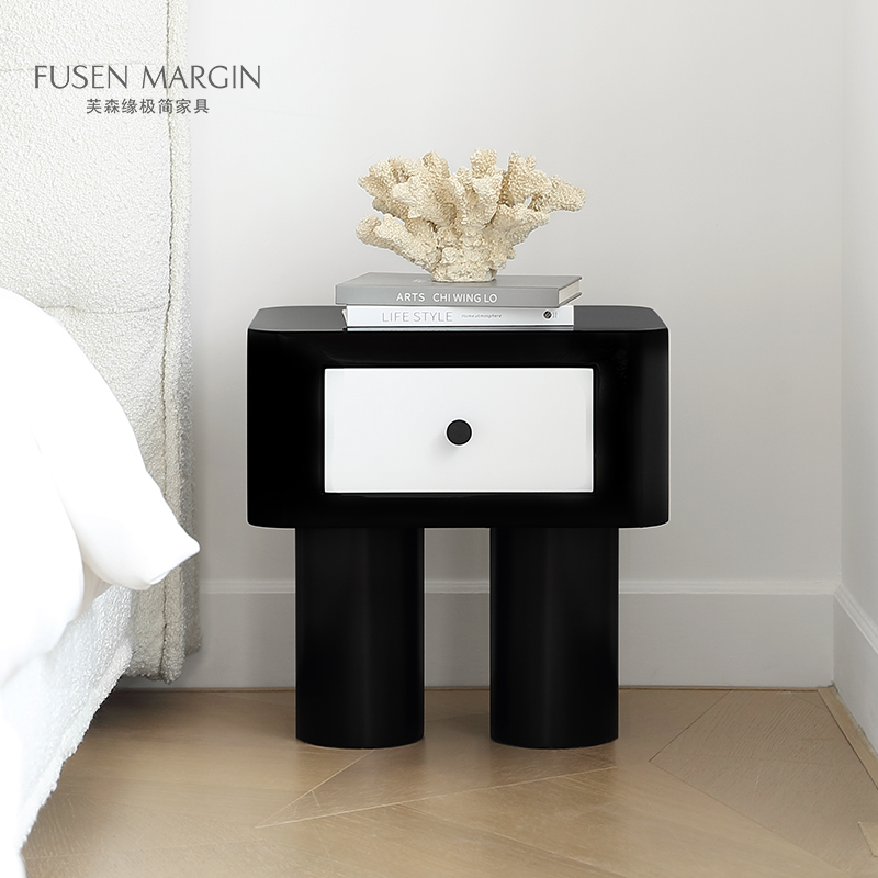 库里南家居小象床头柜 法式中古小柜子奶油卧室收纳柜抽屉式边柜