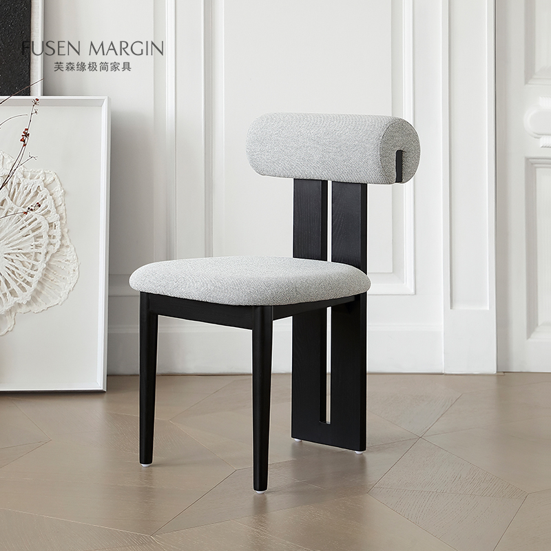 库里南家居法式复古中古风软包河马网红餐椅北欧实木餐厅简约椅子