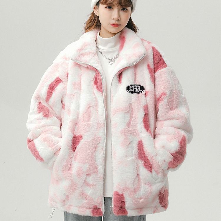 2023年新款美式双面绒皮毛一体外套女春秋高级感宽松上衣潮