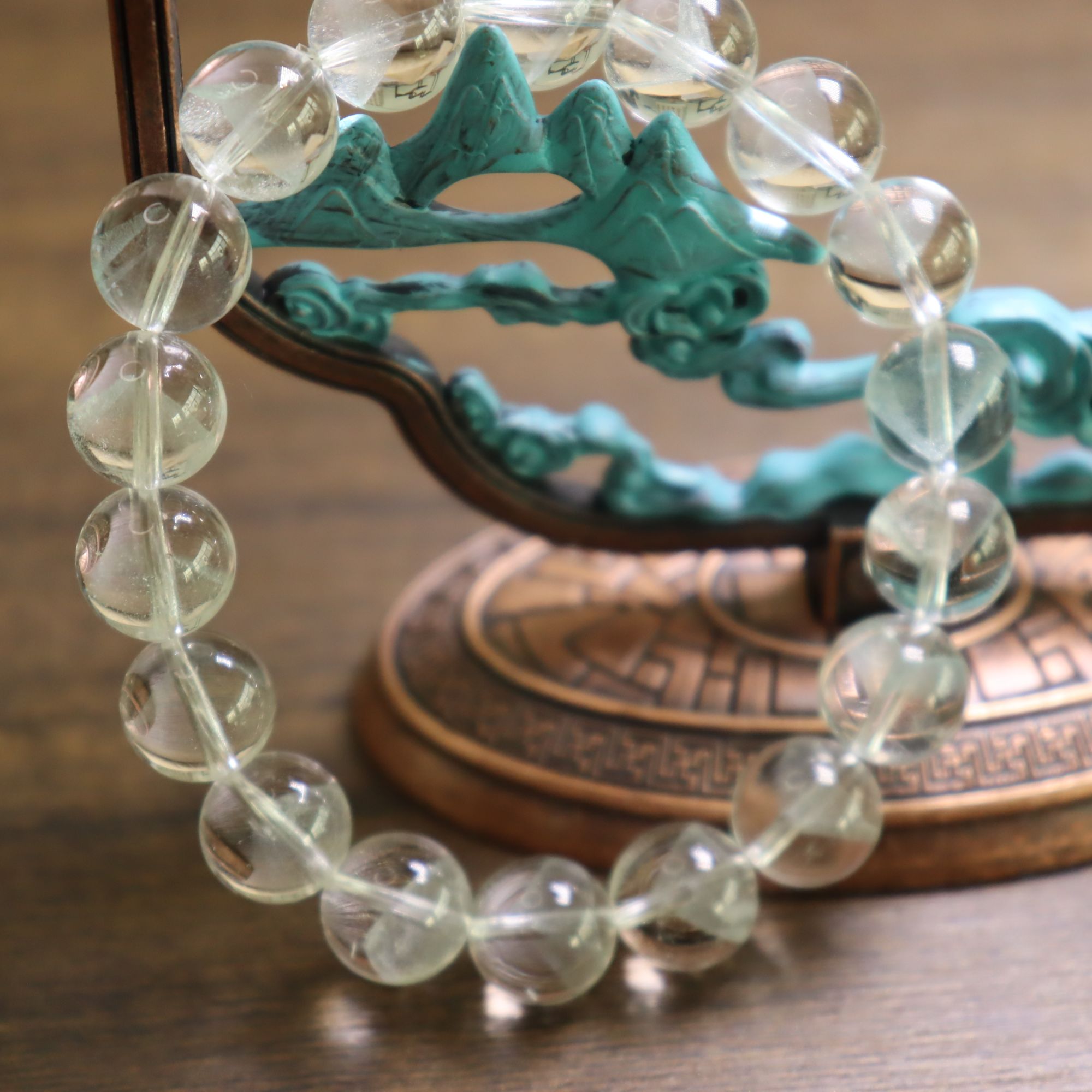 金字塔白幽灵水晶手链百搭女款女款男士情侣素圈单圈精美灰月光