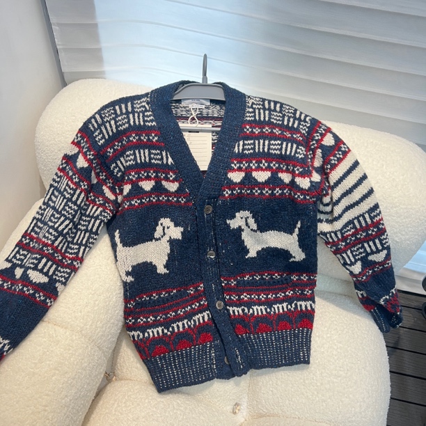 99新/THOMBROWNE/tb四条杠满印小狗针织开衫/3码/公价1.3w