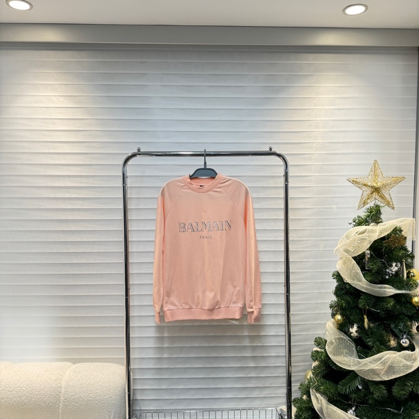 99新 BALMAIN/巴尔曼 1756 薄款标语卫衣 34码