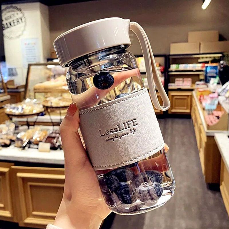 D69*加厚大容量韩版可爱玻璃杯男女高颜值防烫简约新款ins便携泡