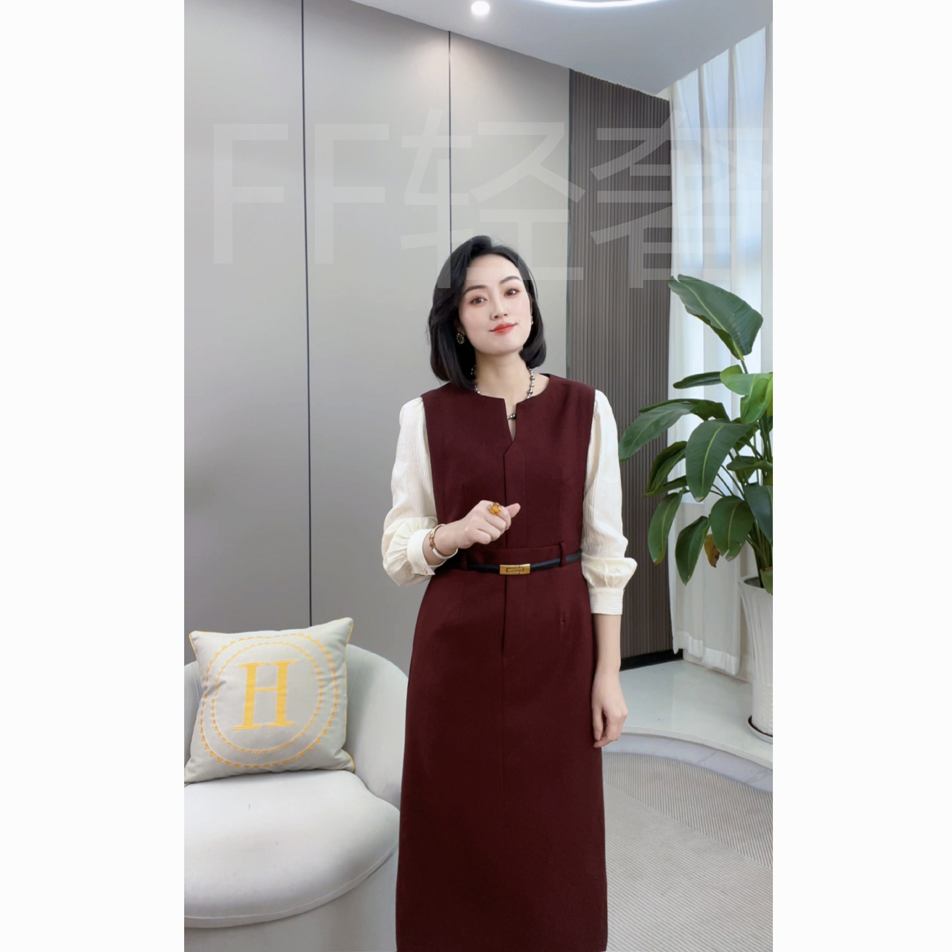 【叮叮南油店】女装高端气质优雅时尚拼接显瘦秋冬连衣裙LW24293#