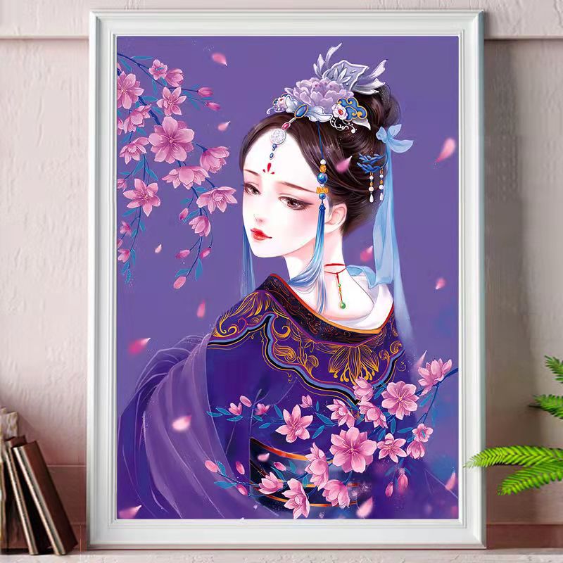 数字油画DIY手工填色京剧花旦人物中式国潮挂画客厅装饰画丙烯画