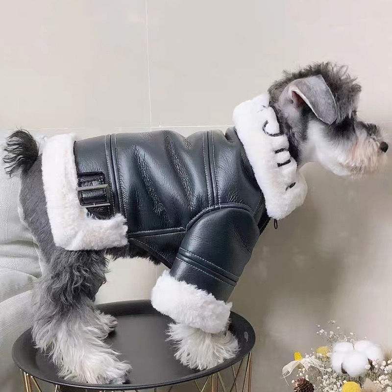 【小扬哥力荐】狗狗衣服冬装加厚潮牌皮毛一体机车夹克小型犬泰迪