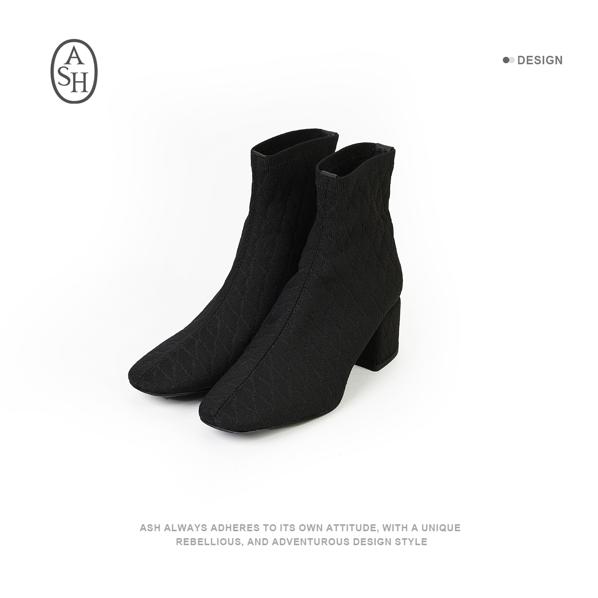 ASH 新款女靴粗跟低筒高跟鞋方头时装瘦瘦靴气质舒适百搭22067