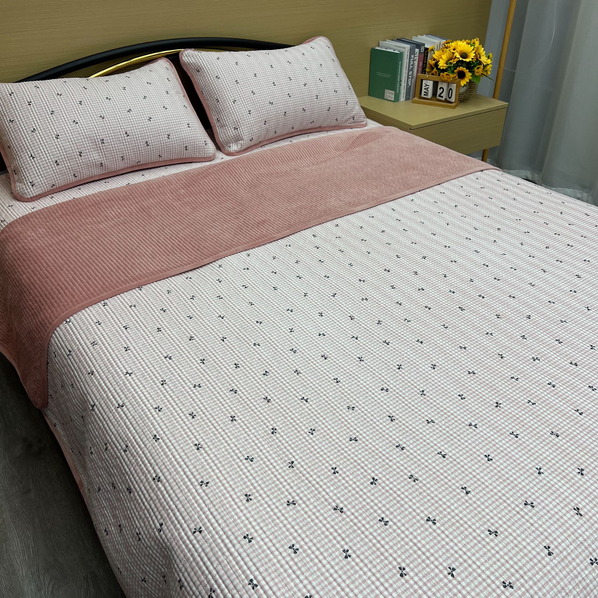 【棉绒宿舍床盖】秋冬新款全棉宝宝绒双面可用绗缝保暖床盖亲肤夹棉