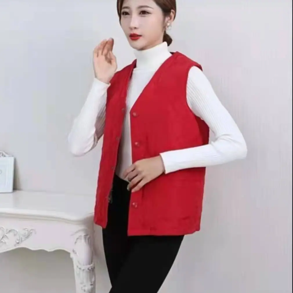 经典红色设计马甲女款保暖多场合适用马甲时尚女士外穿加绒马夹