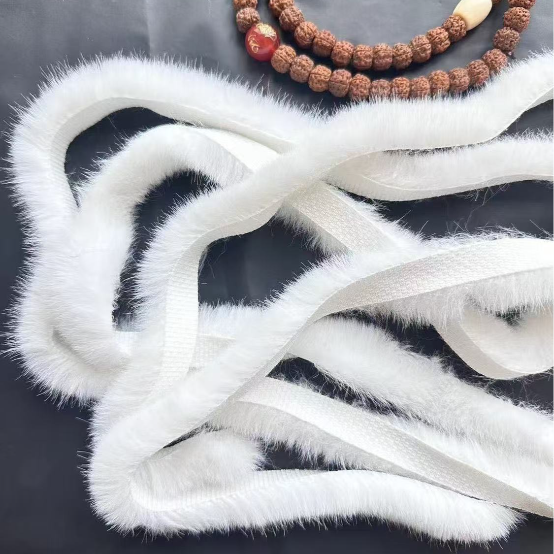 【买5条送1条】仿水貂毛条手工DIY发饰材料头饰配件1厘米宽白色毛条
