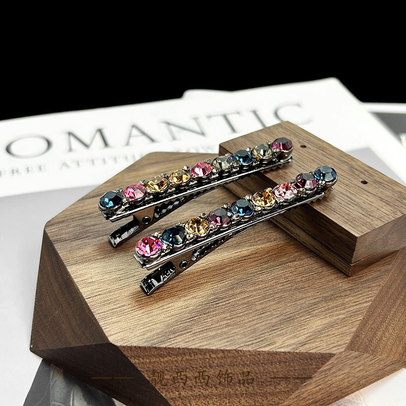 【LXX靓西西】8094 鸭嘴夹6.2厘米彩色时尚满钻碎发夹