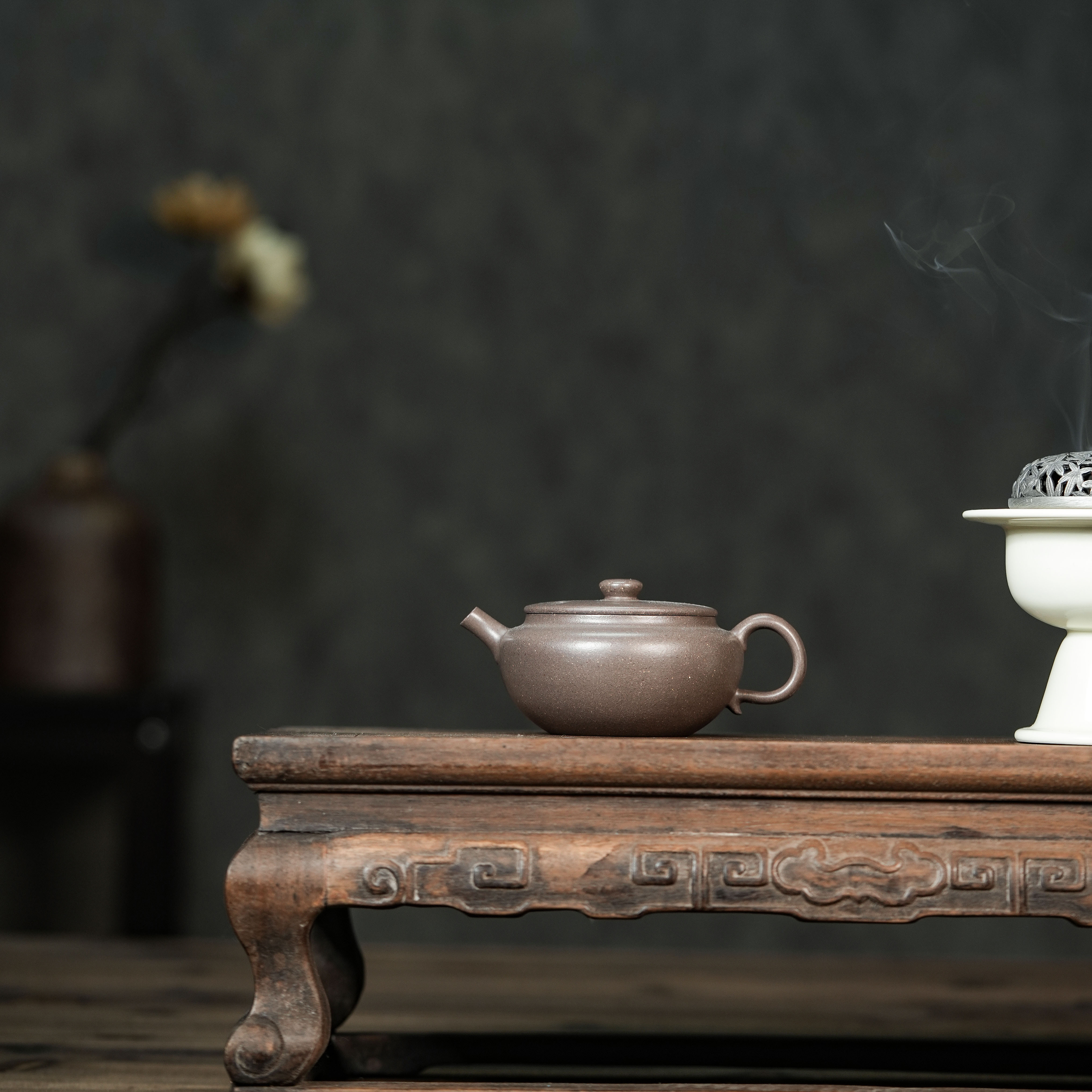 「乘云堂」自营款莫仁杰制明式碗灯全手工原矿天青紫砂壶