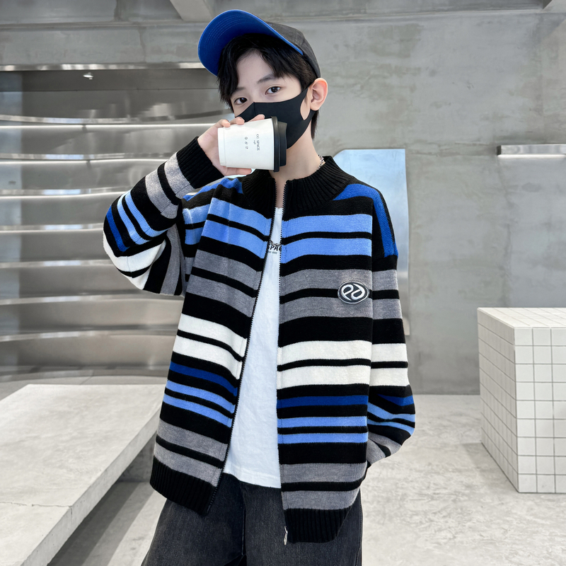 儿童装男童开衫毛衣春秋款2025新款春装中大童男孩针织衫春季外套