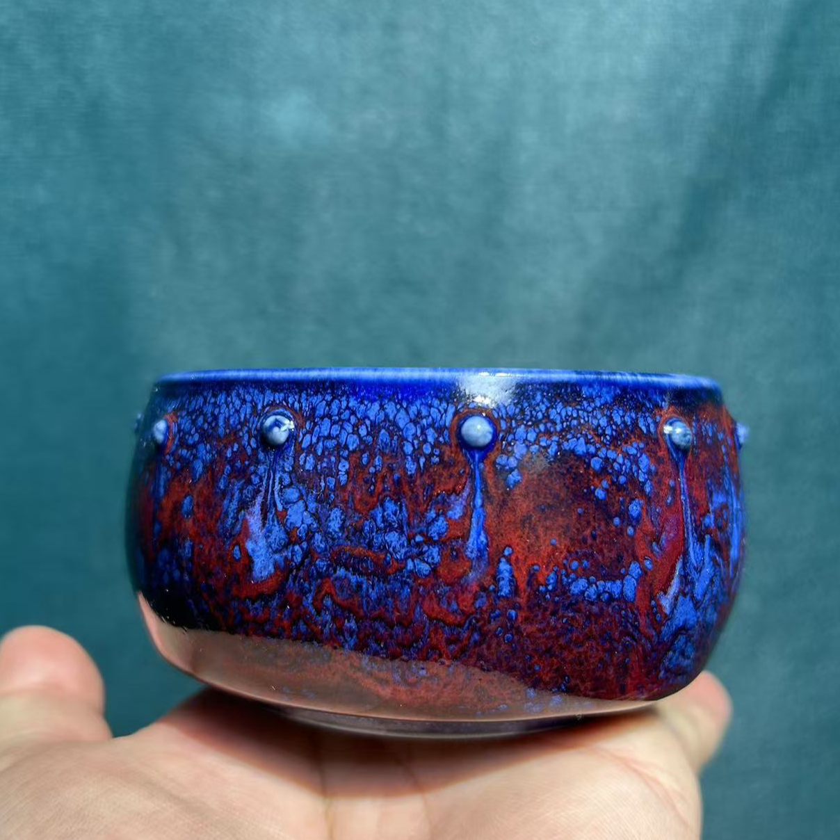 神垕窑变钧瓷-精工玉石釉-大鼓钉单杯