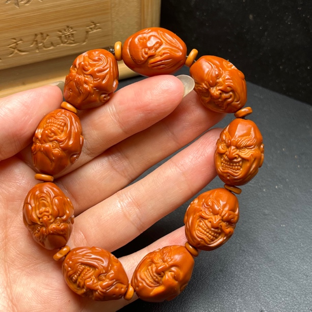 山鬼老料恶僧橄榄核雕手工文玩手串吊坠