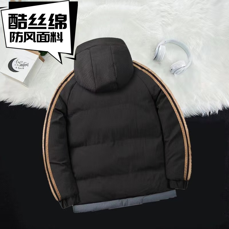 冬季新款休闲骑行棉服酷丝绵防风面料连帽男士百搭黑色棉服LS01