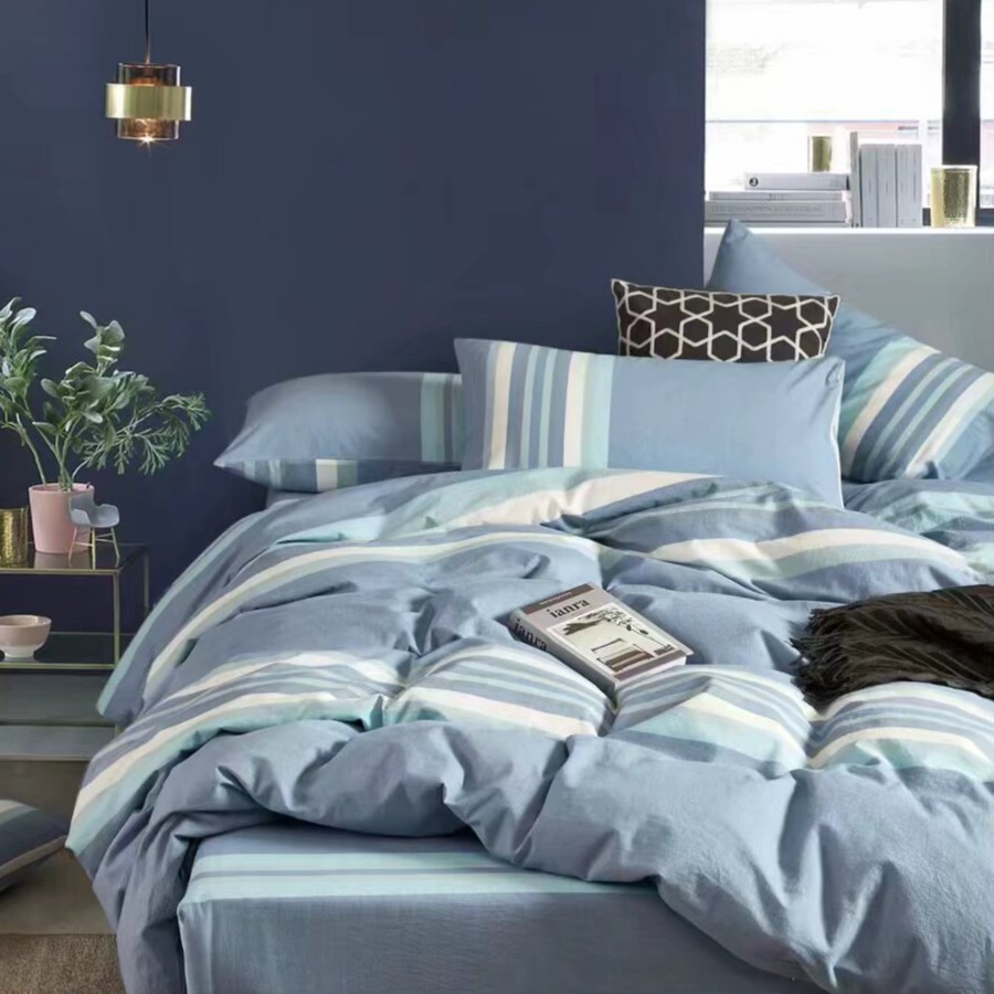 【素简主义】高质量A类母婴级全纯棉色织水洗棉床单被罩枕四件套