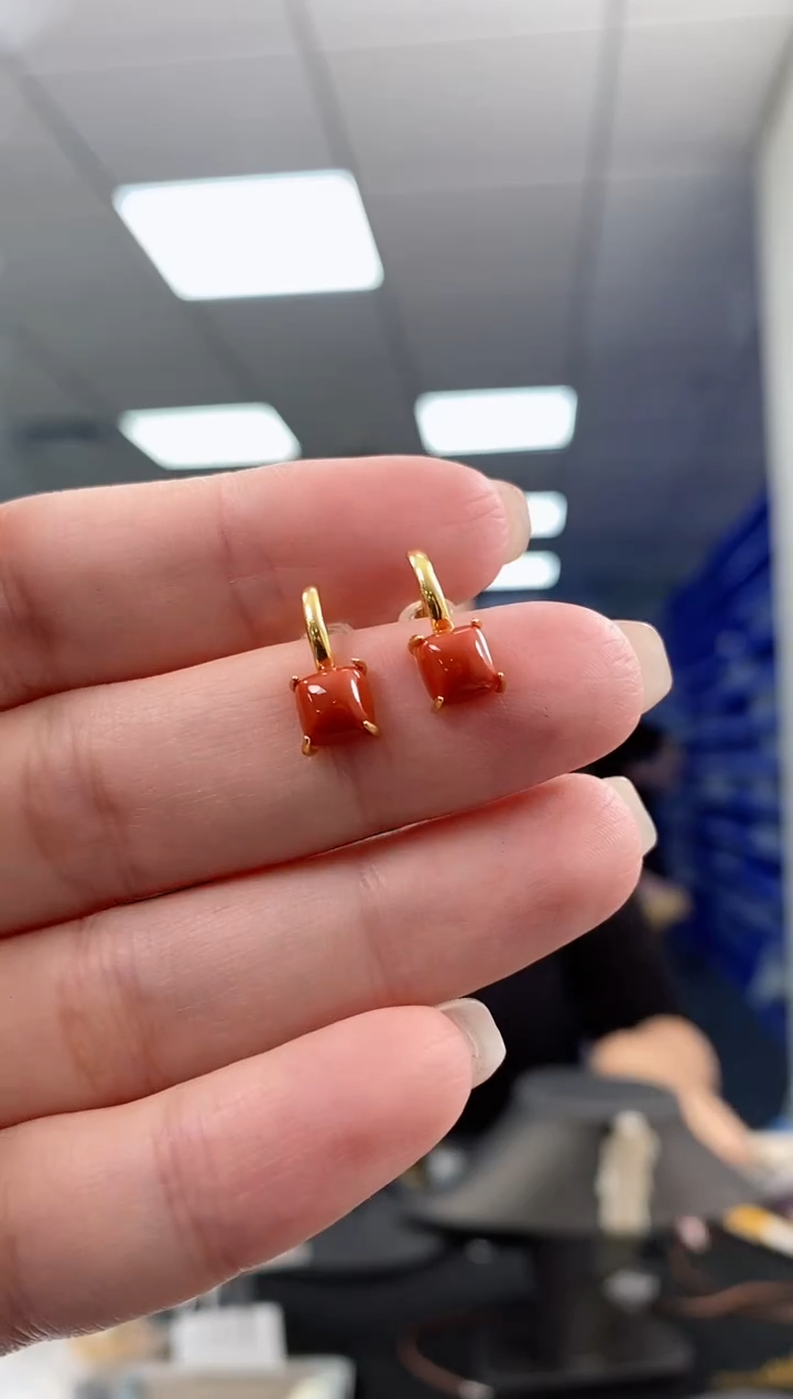 【闪购商品】玛瑙/玉髓耳饰银S925镶嵌多样式发货发其一
