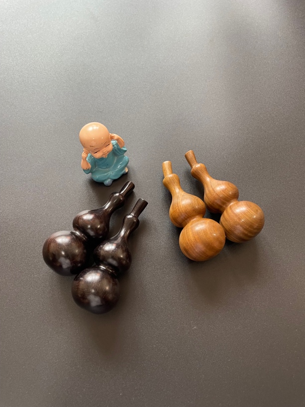 整料实木葫芦摆件手把件手捻葫芦挂件一对