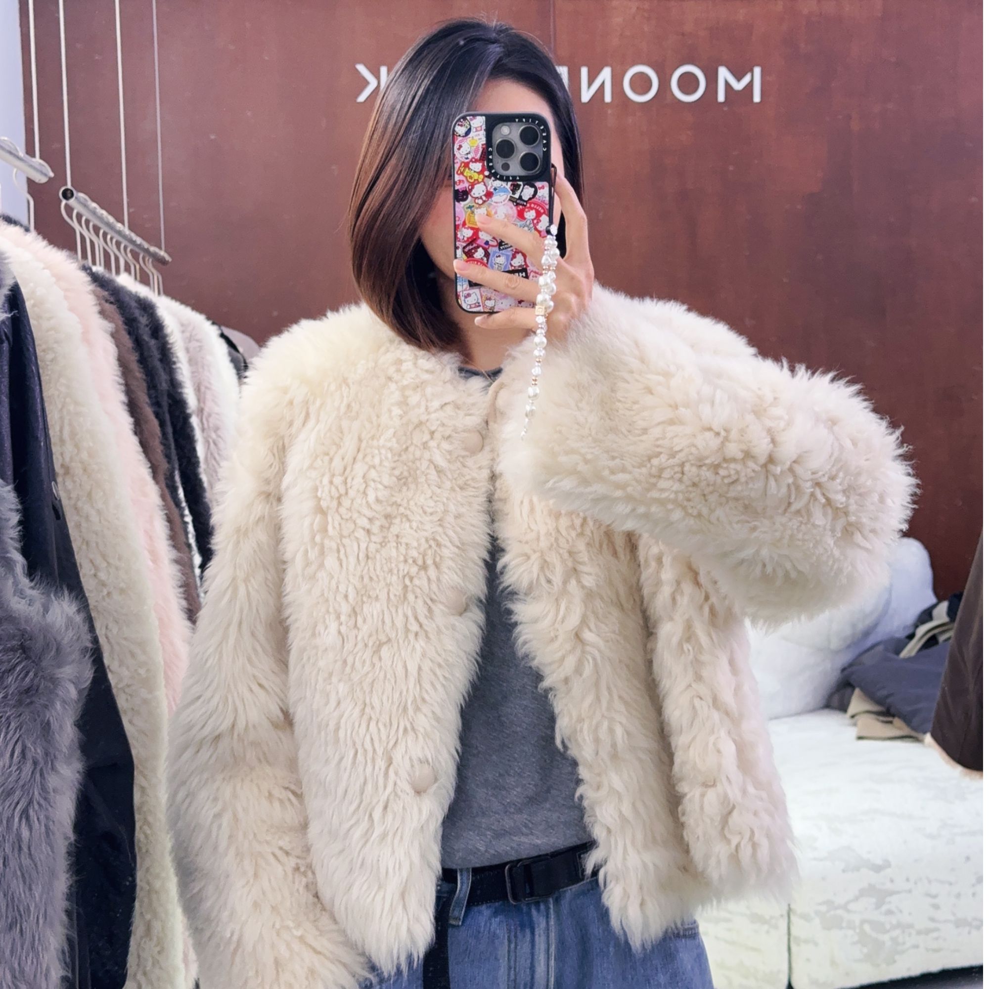 MK【奶酪】2024冬季新款短款托斯卡纳羊毛皮毛一体女装外套