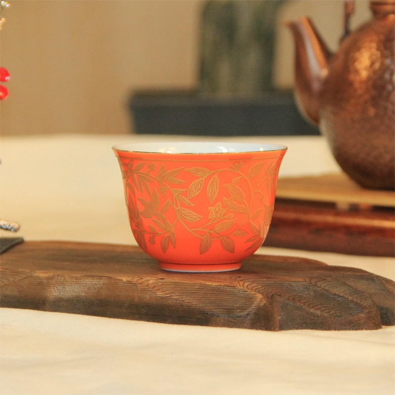 【闪购商品】 W23有田烧橘色橘陶瓷吉主人杯品茗杯3472