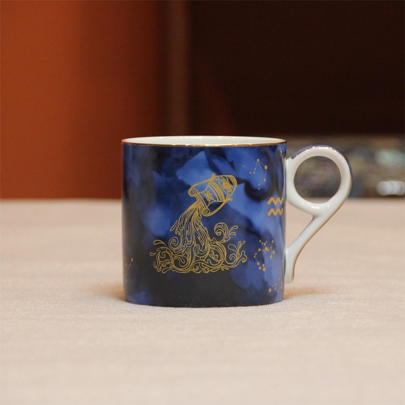 I111水瓶座VANKEYABAO十二星座星空轻奢骨瓷马克杯  3107