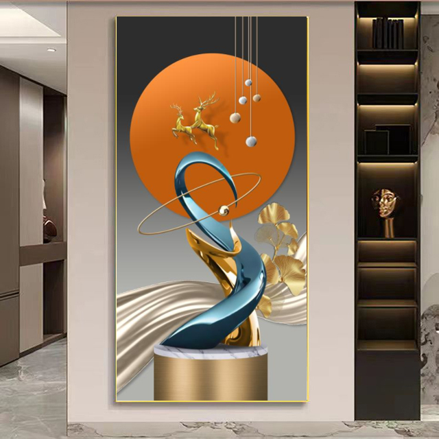 【玄关画】玄关装饰画晶瓷挂画新入户进门走道走廊几何现代轻奢金框