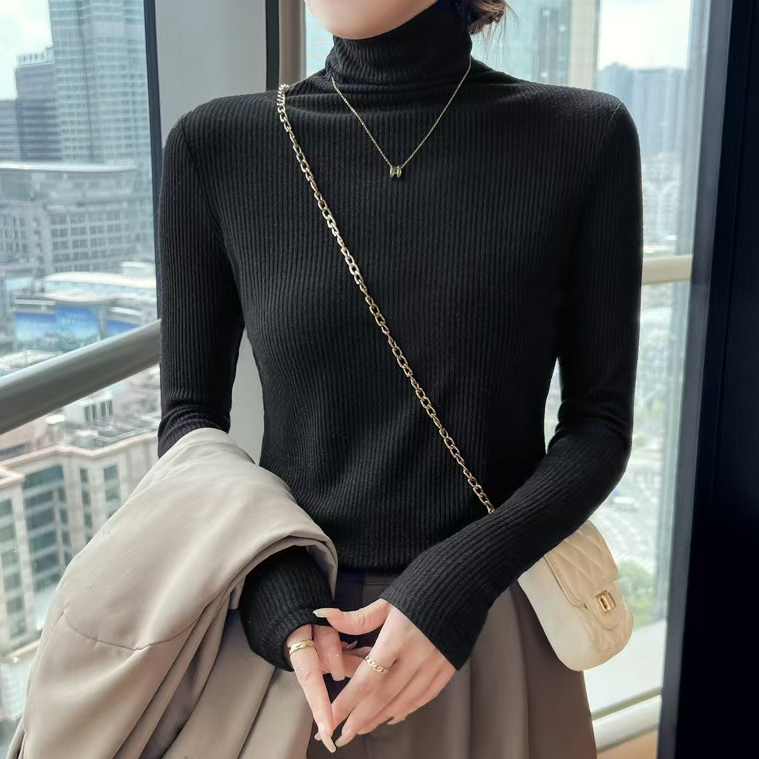 秋冬高领打底衫加厚保暖堆堆领百搭修身显瘦内搭针织长袖上衣