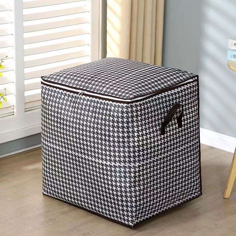 【非箱子 无支撑】100L千鸟格袋子衣柜整理衣物储物布艺折叠收纳袋