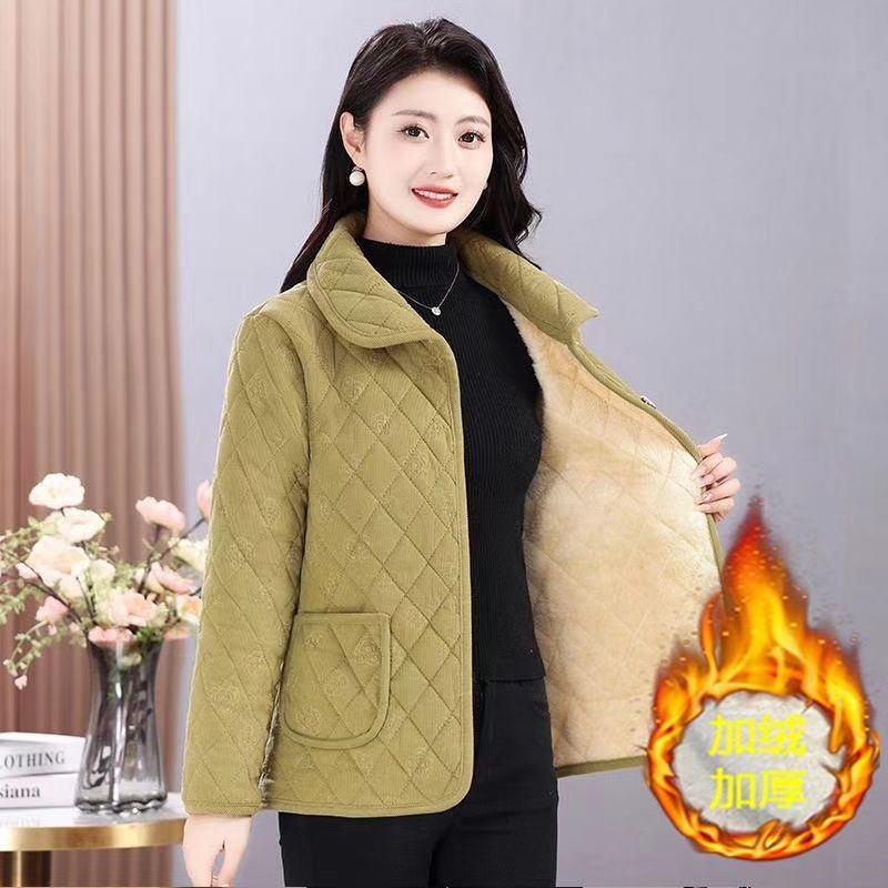 2025保暖新款短款中老年妈妈休闲宽松外套女士棉衣加绒棉服短棉袄