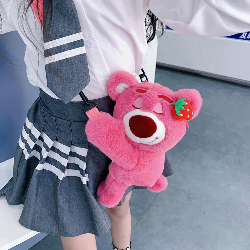 秋冬新款女童包可爱卡通趴趴草莓熊萌宝宝单肩包小女孩百搭斜挎包