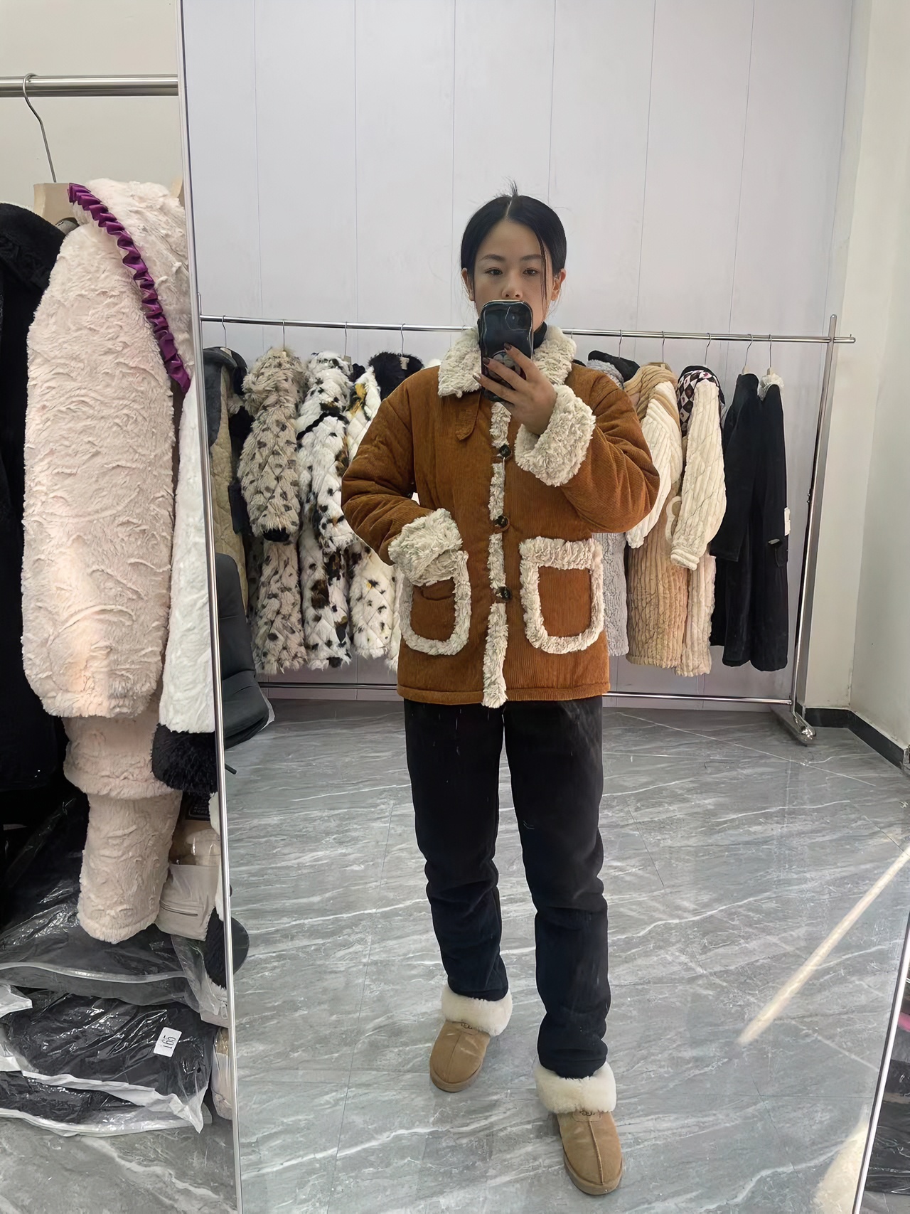 冬季时尚三层加绒加厚保暖韩版家居可外穿百搭女款棉服家居服